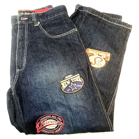 Concrete Legends Vtg Jeans Baggy Blue 33 34 Team Logo Basketball Hip Hop Street - Picture 12 of 12